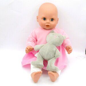 CityToys 18" Baby Doll Pink Dress Gray Cat Plush B5480 2012